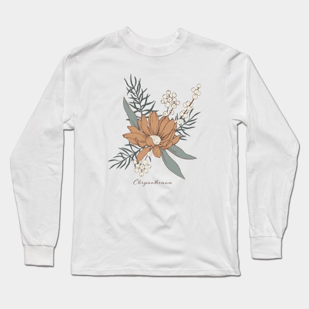 Chrysanthemum Long Sleeve T-Shirt by Anna H